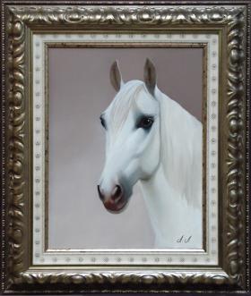 Белый конь - оформленная в раму живопись